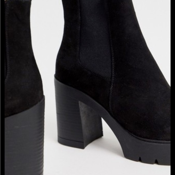 ASOS Black Chunky Heeled Boots - Picture 2 of 7